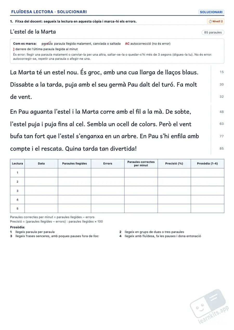 Generador de Fitxes de Fluïdesa Lectora: exemple de solucionari de la mateixa fitxa, primera pàgina