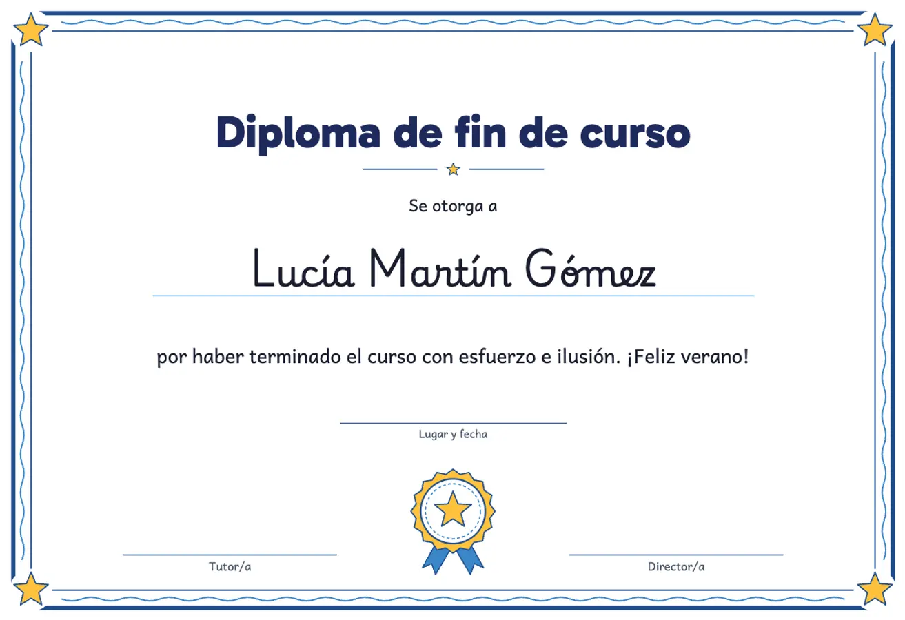 Diplomas escolares para imprimir: ejemplo de ficha A4 para imprimir, primera página de la ficha del alumno