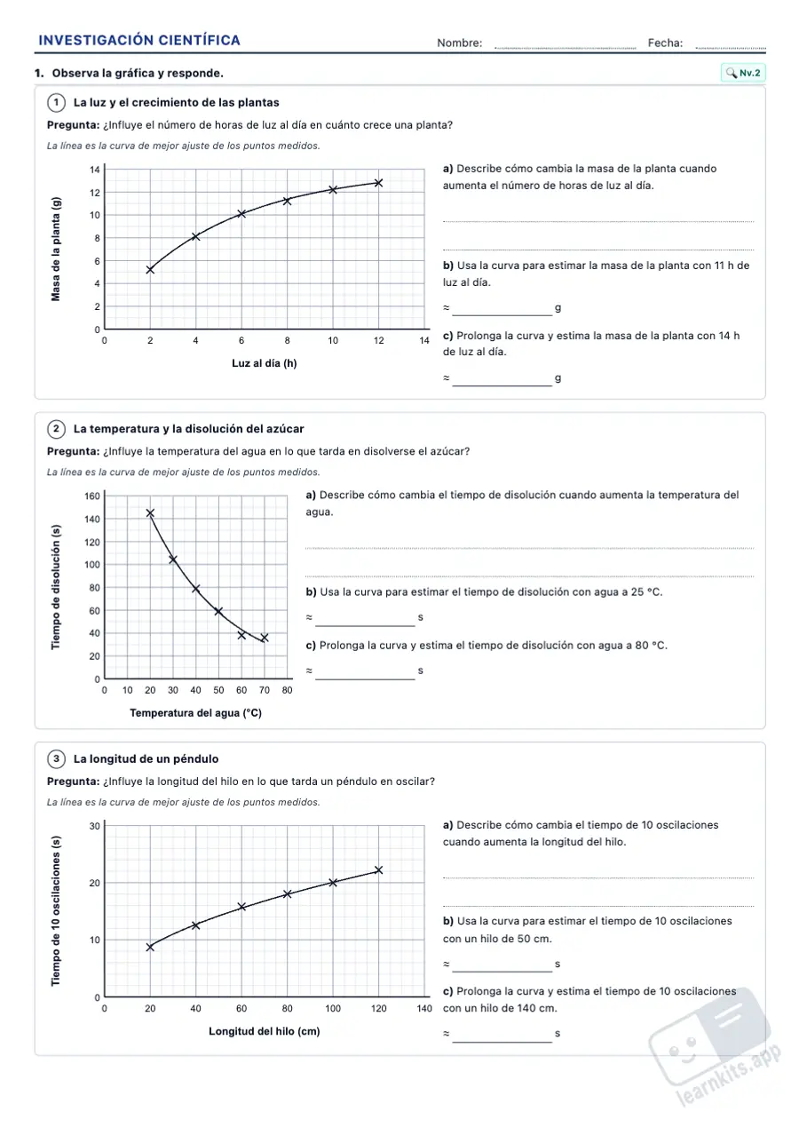 Generador de Fichas de Método Científico: ejemplo de ficha A4 para imprimir, primera página de la ficha del alumno