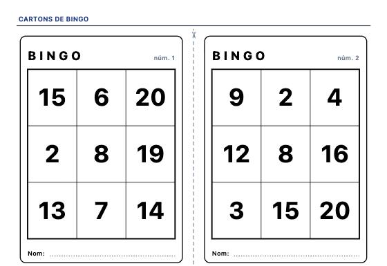 Fitxa d’exemple: Cartons de Bingo