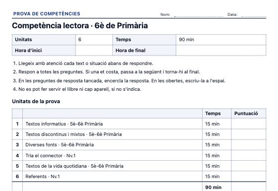 Fitxa d’exemple: Proves de Competències Tipus PISA