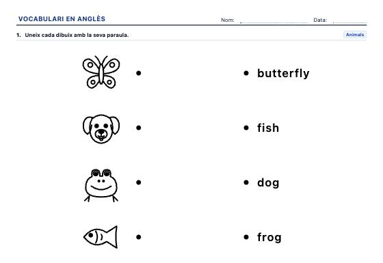 Fitxa d’exemple: Vocabulari en Anglès amb Imatges