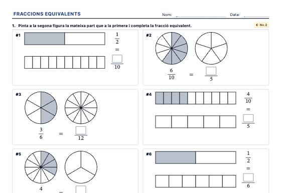 Fitxa d’exemple: Fraccions Equivalents