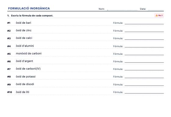 Fitxa d’exemple: Formulació Inorgànica