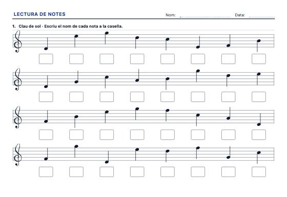 Fitxa d’exemple: Lectura de Notes