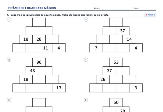 Fitxa d’exemple: Piràmides Numèriques i Quadrats Màgics