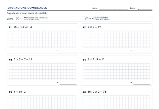 Fitxa d’exemple: Operacions Combinades