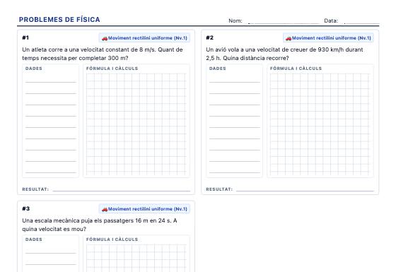 Fitxa d’exemple: Problemes de Física