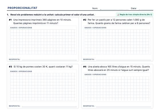 Fitxa d’exemple: Proporcionalitat