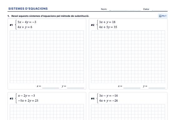 Fitxa d’exemple: Sistemes d'Equacions