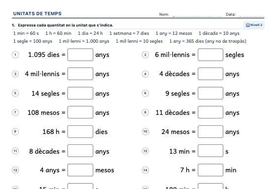 Fitxa d’exemple: Unitats de Temps