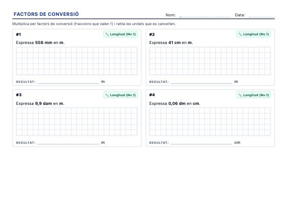 Fitxa d’exemple: Factors de Conversió