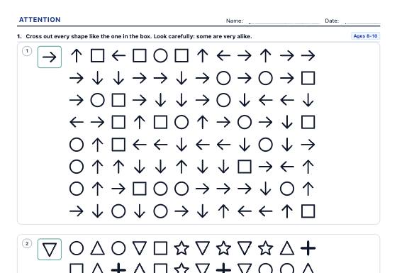 Sample worksheet: Attention and Concentration