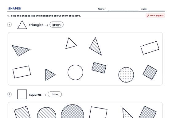 Sample worksheet: Basic Shapes