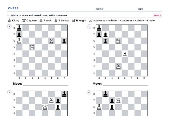 Sample worksheet: Chess Puzzles
