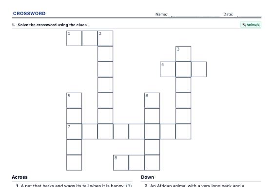 Sample worksheet: Crossword Puzzle