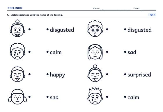 Sample worksheet: Emotions