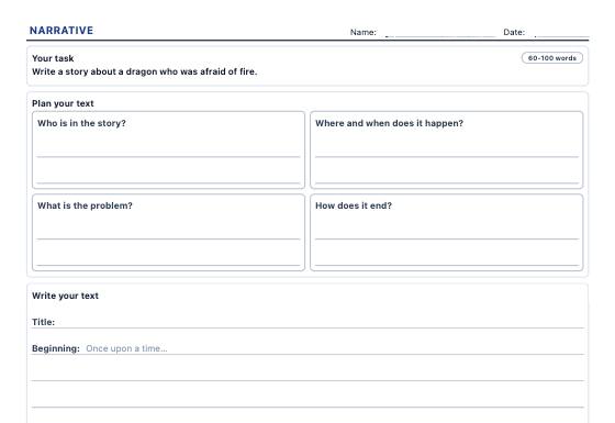 Sample worksheet: Guided Writing