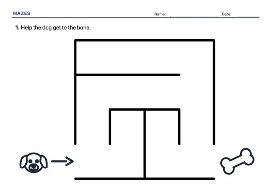 Sample worksheet: Maze