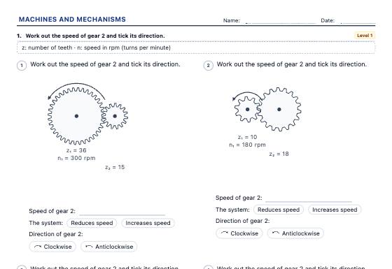 Sample worksheet: Simple Machines and Mechanisms