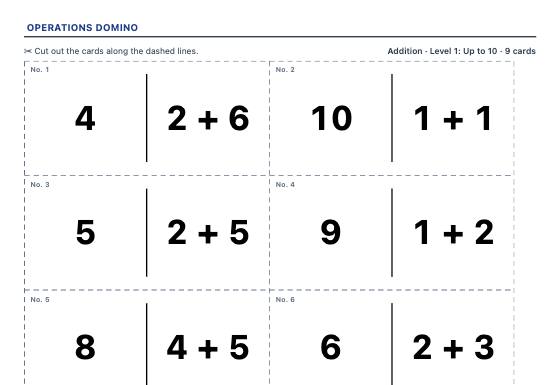 Sample worksheet: Operations Domino