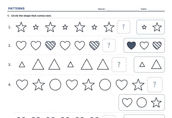 Sample worksheet: Patterns