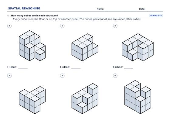 Sample worksheet: Spatial Reasoning