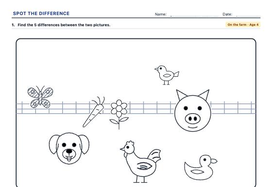 Sample worksheet: Spot the Difference
