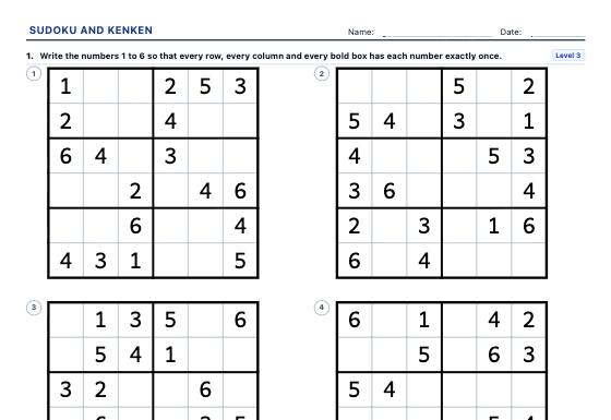 Sample worksheet: Sudoku and KenKen