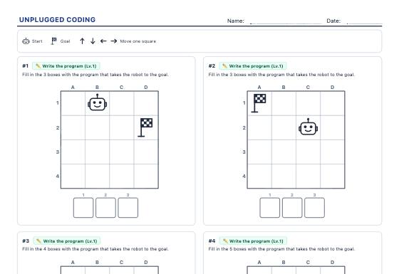 Sample worksheet: Unplugged Coding