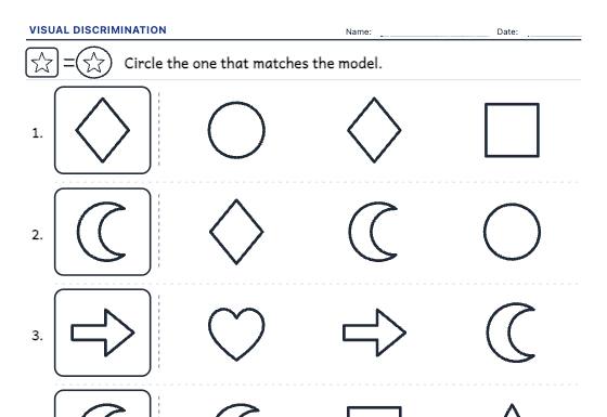 Sample worksheet: Visual Discrimination