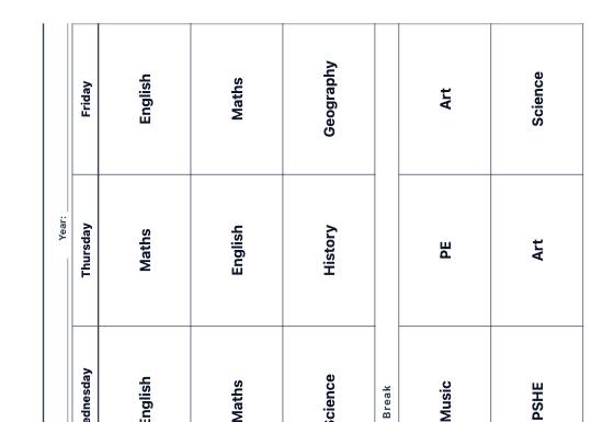 Sample worksheet: Class Timetable and Lesson Planner