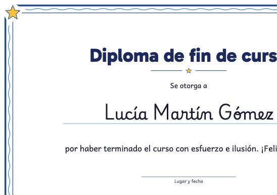 Ficha de ejemplo: Diplomas y Certificados