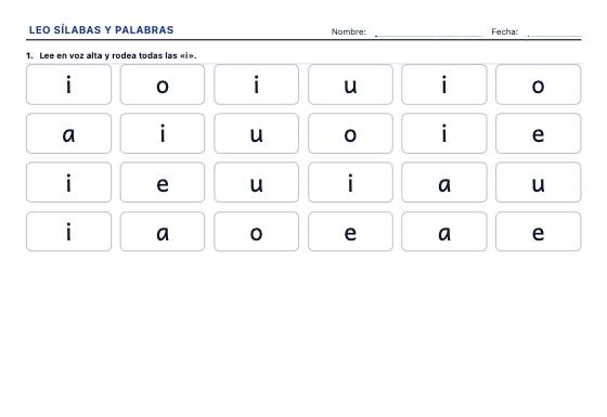 Ficha de ejemplo: Sílabas y Palabras
