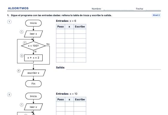 Ficha de ejemplo: Diagramas de Flujo y Algoritmos