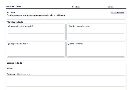 Ficha de ejemplo: Escritura Guiada