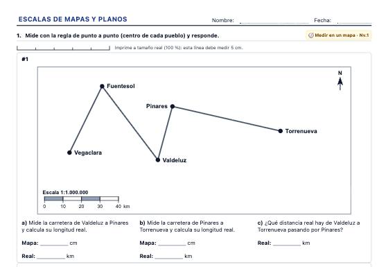 Ficha de ejemplo: Escalas de Mapas y Planos
