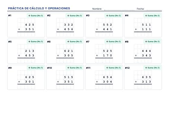 Ficha de ejemplo: Operaciones Matemáticas