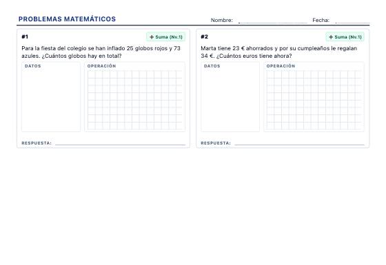 Ficha de ejemplo: Problemas Matemáticos Razonados