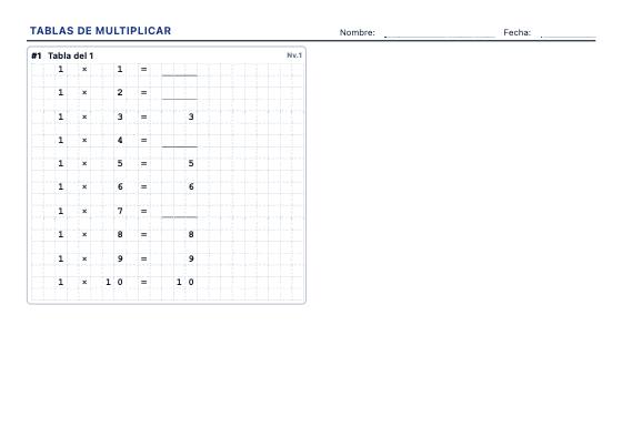 Ficha de ejemplo: Tablas de Multiplicar