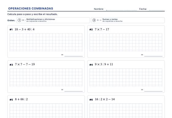 Ficha de ejemplo: Operaciones Combinadas