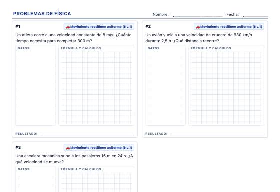 Ficha de ejemplo: Problemas de Física
