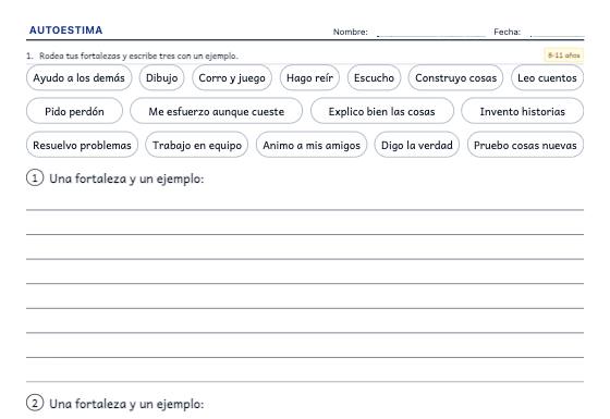 Ficha de ejemplo: Autoestima y Fortalezas