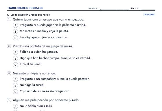 Ficha de ejemplo: Habilidades Sociales