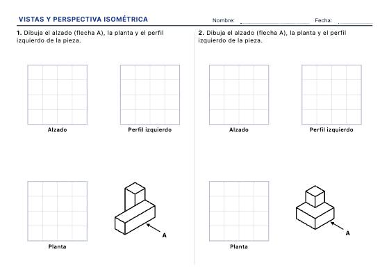 Ficha de ejemplo: Vistas y Perspectiva Isométrica