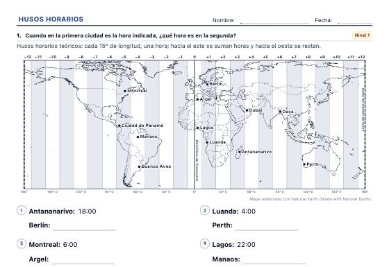 Ficha de ejemplo: Husos Horarios