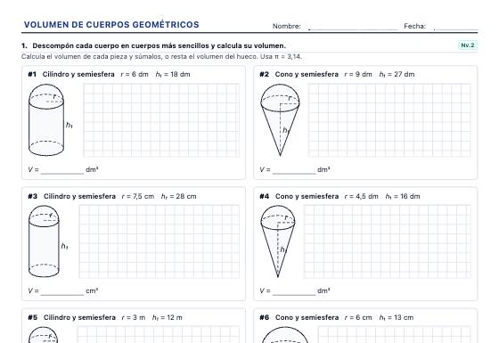 Ficha de ejemplo: Volumen de Cuerpos Geométricos