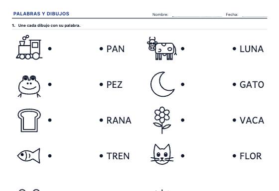 Ficha de ejemplo: Unir Palabra y Dibujo
